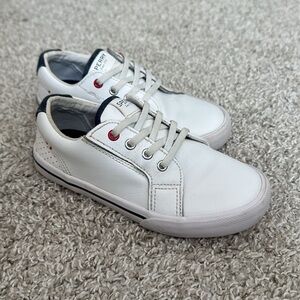 Sperry White Sneakers with Red and Navy Details